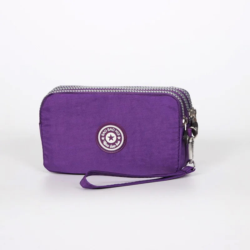 Stylish Jellyfish Print Triple Zipper Phone Bags Compact Canvas Clutch Purse Women S Daily