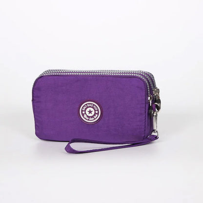 Stylish Jellyfish Print Triple Zipper Phone Bags Compact Canvas Clutch Purse Women S Daily