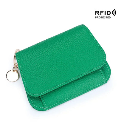 Women S Purse Leather Short Cowhide Rfid Multi-Card Bag Zipper Premium Coin