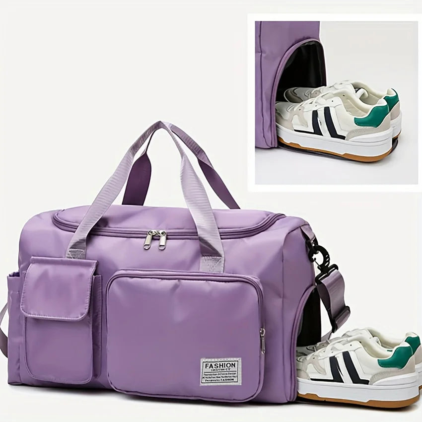Women's Gym Bag with Shoe Compartment – Nylon Travel Duffel Bag