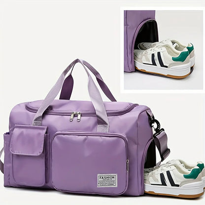 Women's Gym Bag with Shoe Compartment – Nylon Travel Duffel Bag