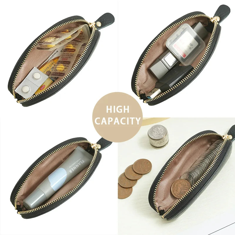 Leather Mini Coin Purse Long Cute Zipper Bag Ladies Cowhine Small