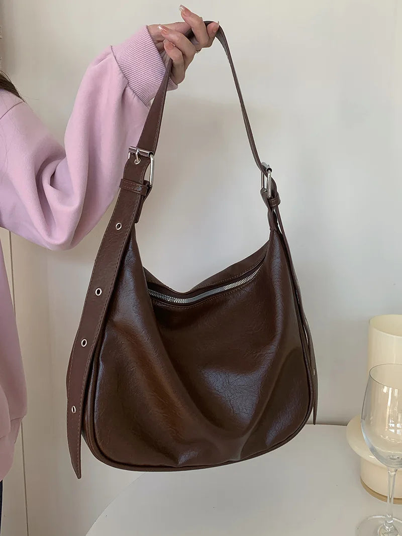 Women Retro Leisure Commuting Student Class Large Capacity Shoulder Bag Tote
