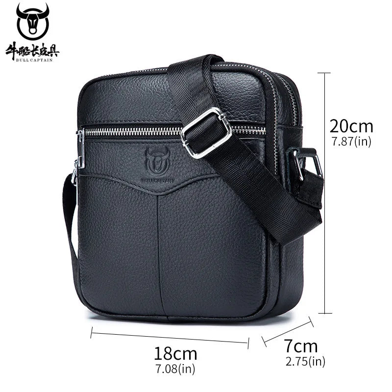 Men S Leather One Shoulder Sling Head Layer Business Leisure Vertical Student Mini Cashier Diagonal