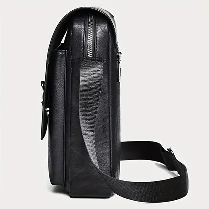 Men S Vintage Casual Crossbody Bag Versatile Business Shoulder Bag Pu Leather Messenger Bag Men Flip