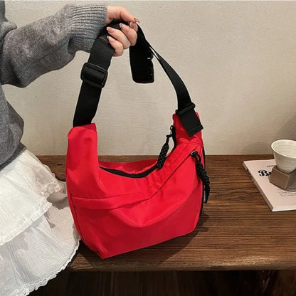 Nylon Crescent Crossbody Bag – Women's Wide Strap Shoulder Messenger Bag