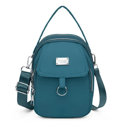 Mini Crossbody Bag for Women – Nylon Multi-Zip Shoulder Purse with Top Handle
