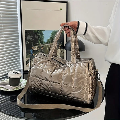 Quilted Solid Color Padded Travel Bag - Durable Portable Stylish - Perfect Sports