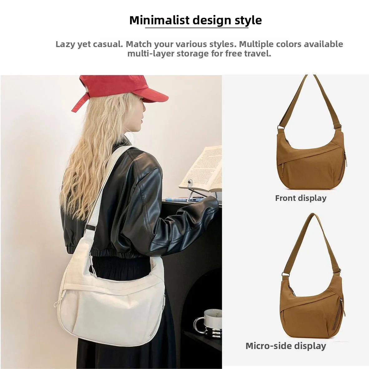 Fashionable Languid Lazy Wind Large Capacity Crossbody Bag Simple All Kinds Nylon Female Trend Light