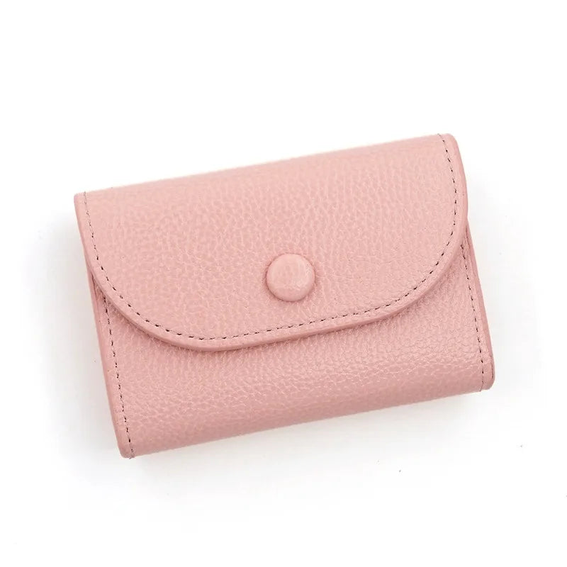 Mini Leather Wallet for Women – Lychee Pattern Card & Coin Clutch