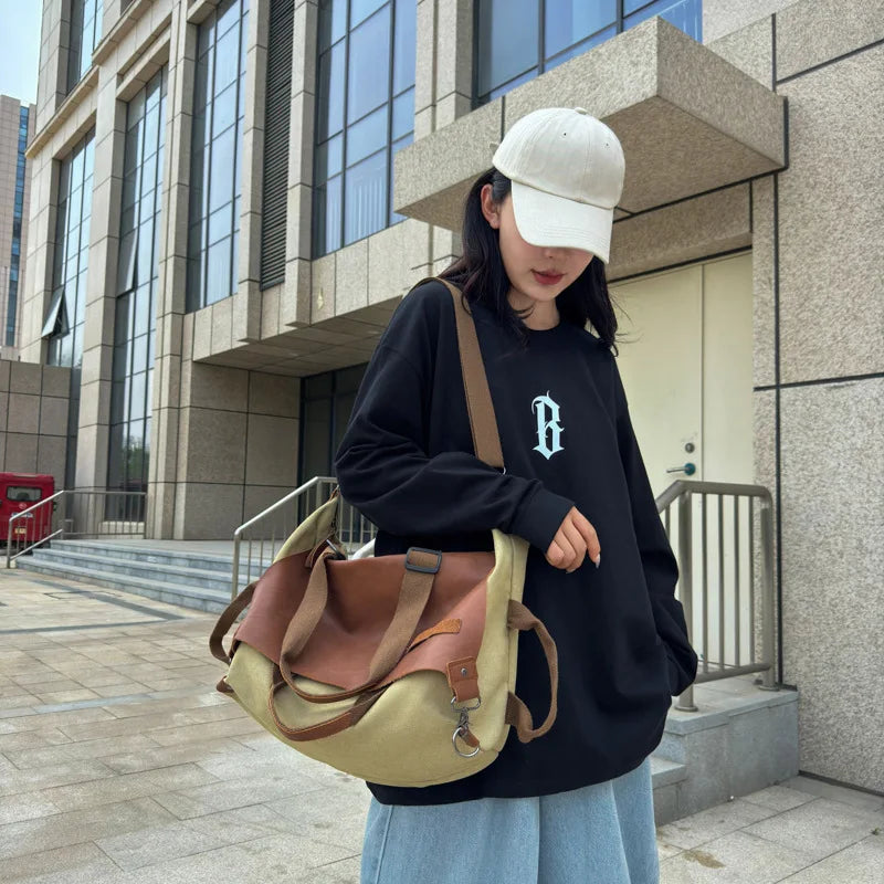 Tote Bag Women Leisure Travel Sports Fitness Crossbody Large Capacity Portable Canvas
