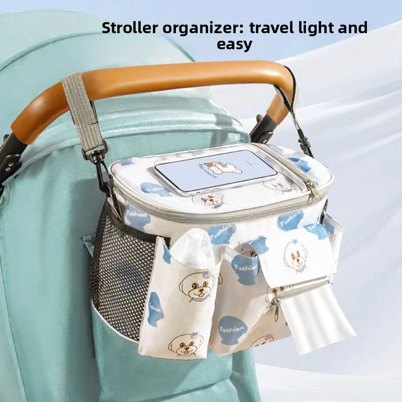 Stroller Organizer Bag with Clear Phone Pocket & Cup Holders
