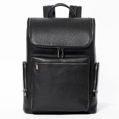 Men S Genuine Leather High-End Double-Shoulder Bag Simple Flap