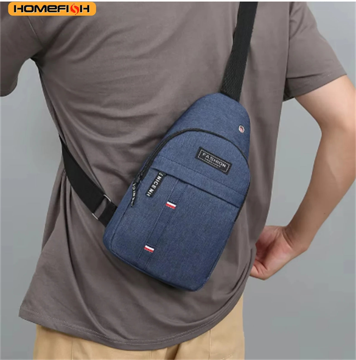 Homefish Men S One Shoulder Crossbody Chest Bag Large Capacity Small Shoulder Bag