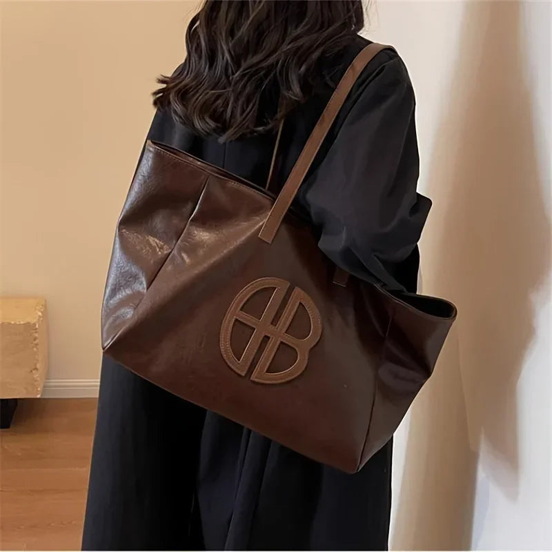 Large Faux Leather Tote Bag for Women – Vintage Soft Style