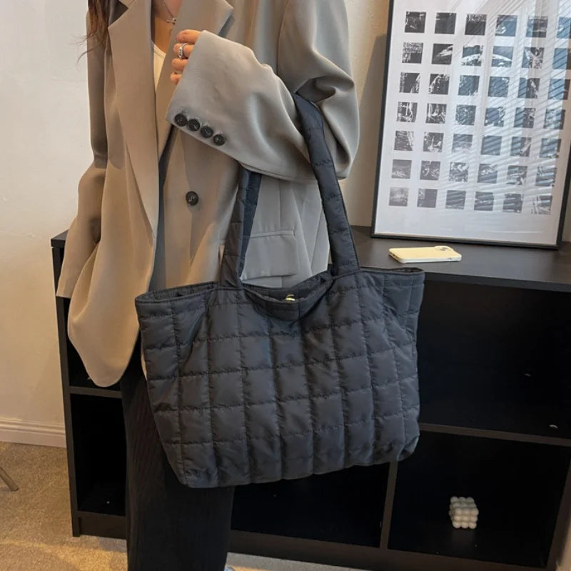 Quilted Puffy Tote Bag – Large Capacity Women's Shoulder Bag