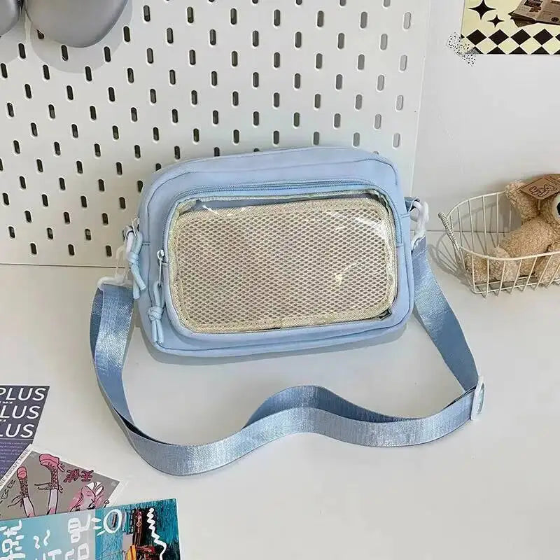 Mini Ita Crossbody Bag – Transparent Pocket Small Shoulder Bag for Badge Display