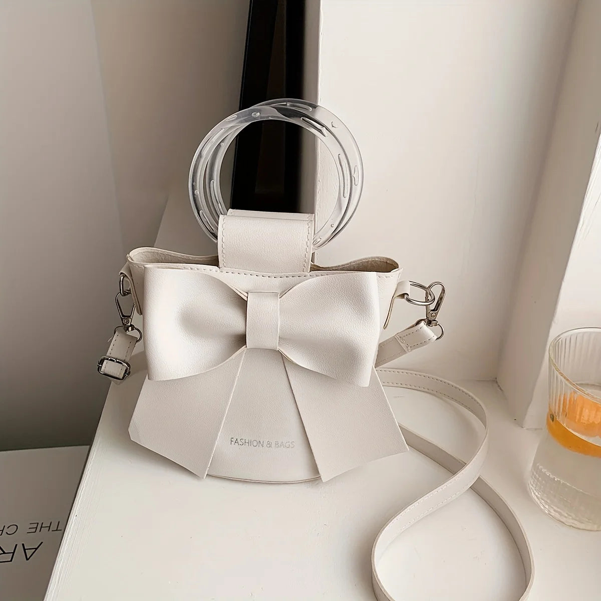 Bow Accent Bucket Bag for Women – Crossbody & Shoulder Handbag