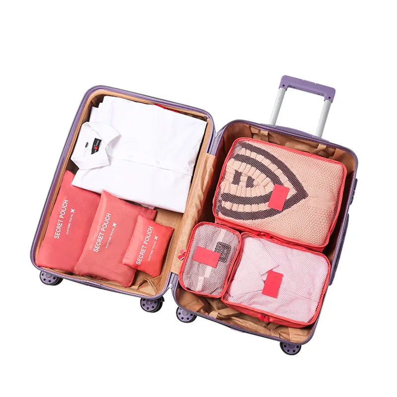 Homefish 6pcs Oxford Waterproof Fabric Packing Cubes Travel Storage Organizer Clothes Shoes