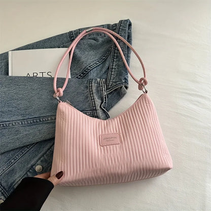 Pleated Shoulder Bag – Lightweight Textured Underarm Tote