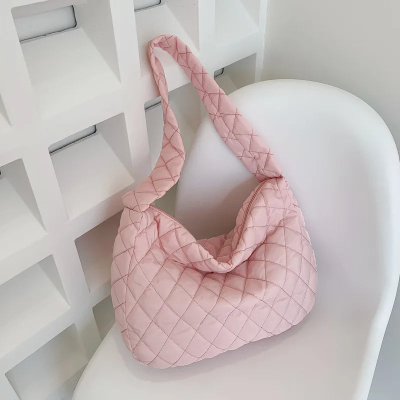 Quilted Hobo Bag – Slouchy Diamond Stitch Shoulder & Crossbody