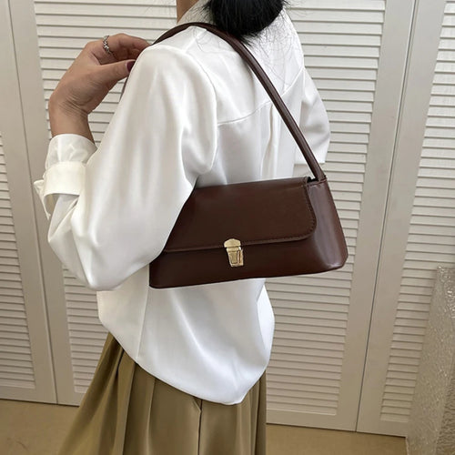 Women's Retro Baguette Shoulder Bag – Minimalist Underarm Handbag