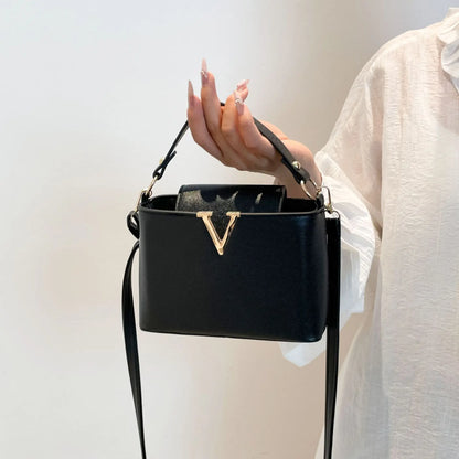 Luxury Women S Tote Bag Chic V Shaped Stylish Pu Leather Bucket Bag Top Cover Handbag Women Shoulder