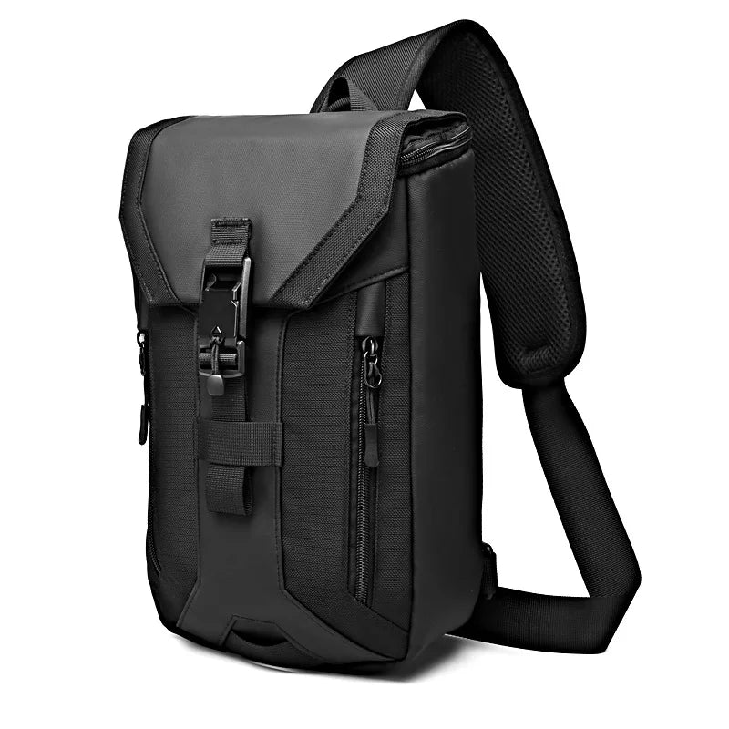 Men S Crossbody Buckle Usb Chest Bag Oxford Fabric Waterproof Large Capacity Crossbody Chest Bag