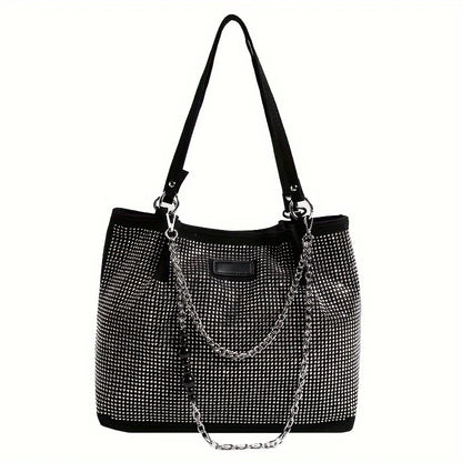 Rhinestone Tote Bag – Glam Crystal Chain Shoulder Bag