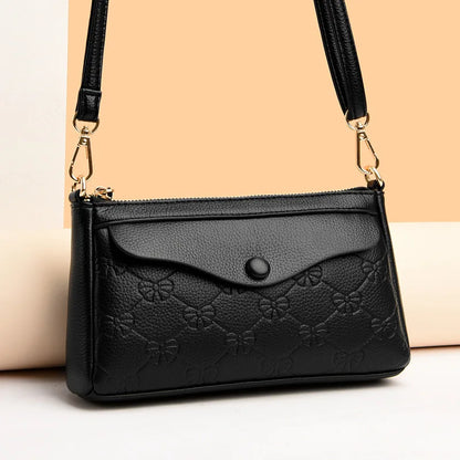 Button-Zippered Single-Shoulder Envelope Bag Large-Capacity Waterproof Soft Leather Women S