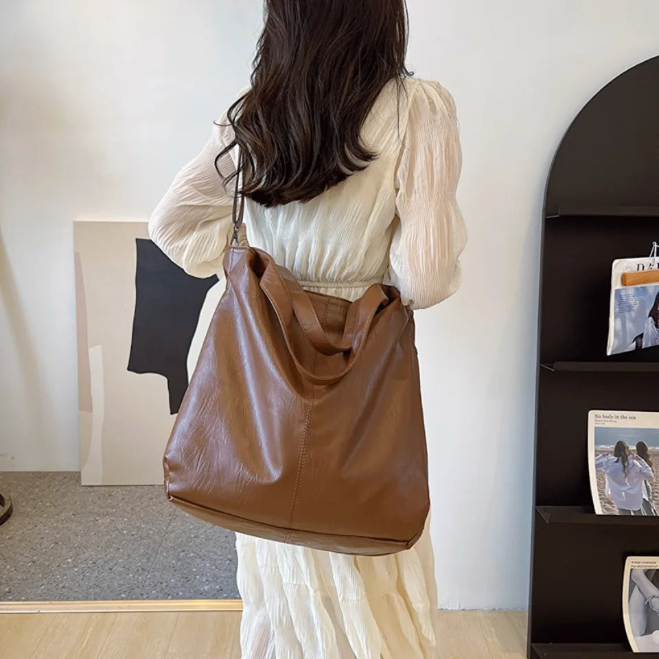 Large Capacity PU Leather Hobo Shoulder Bag for Women