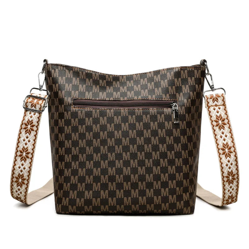 Crossbody Bag for Women – Monogram Faux Leather Shoulder Bag
