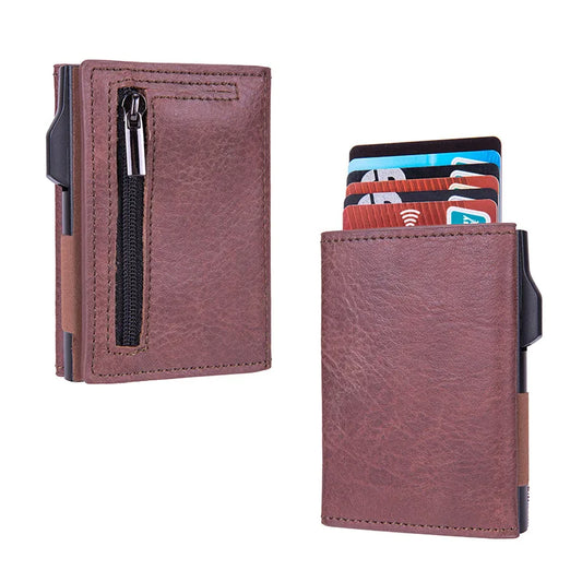 Side Push Automatic Pop-Up Card Case Rfid Aluminum Alloy Anti-Theft Brush Credit Men S Wallet