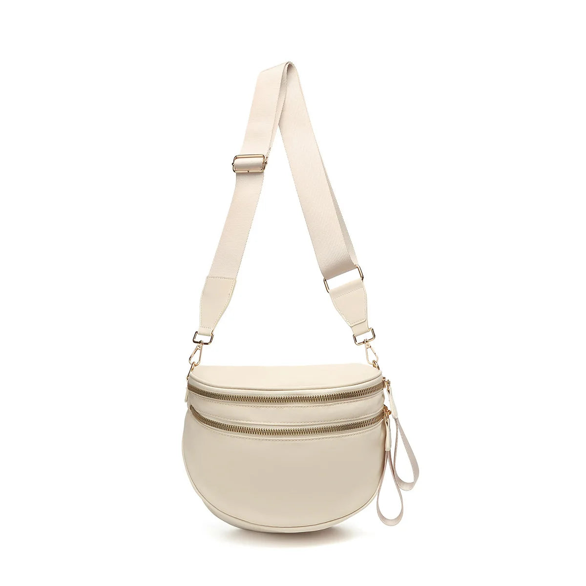 Checkered Saddle Crossbody Bag – Dual Zipper Shoulder & Waist Pack for Women
