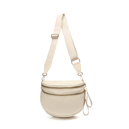 Checkered Saddle Crossbody Bag – Dual Zipper Shoulder & Waist Pack for Women
