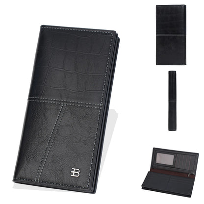 Light Thin Spliced Large-Capacity Wallet Men S Long Retro Business Multi-Slot Soft Wallet - Soft