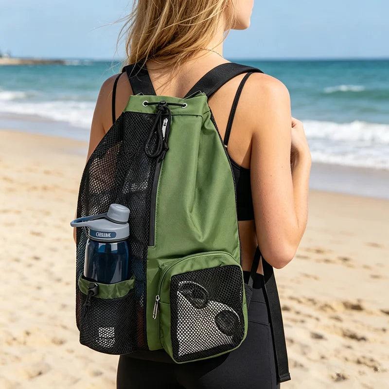Waterproof Swimming Backpack – Mesh Drawstring Bag for Pool, Beach & Gym