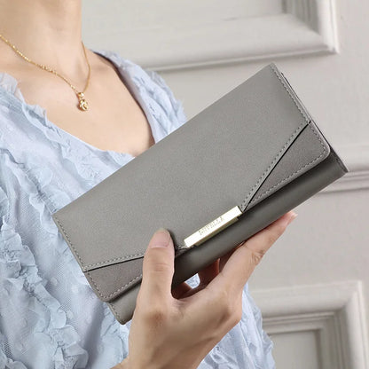 Women S Purse Solid Color Large Capacity Mobile Money Card Bag Advanced Long Clip