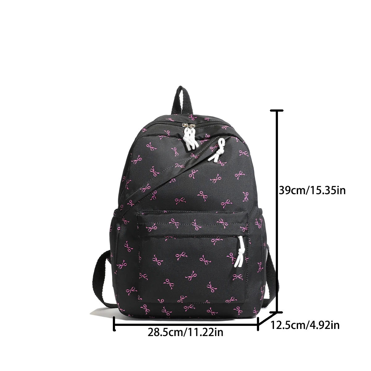 Fashionable Cute Backpack Bow Print Bookbag Laptop Protection Adjustable Straps Back School Season