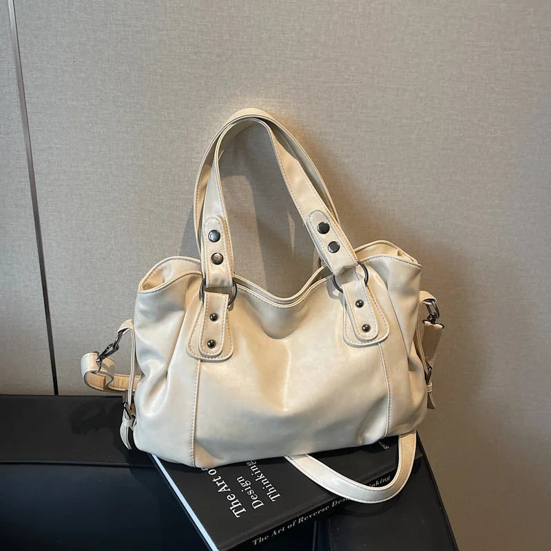 Oil Wax Leather Tote Bag for Women – Large Shoulder & Crossbody Handbag