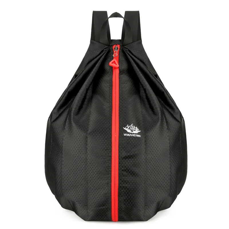 Folding Shoulder Sports Backpack Middle Zipper Outdoor Travel Portable Anti-Spill
