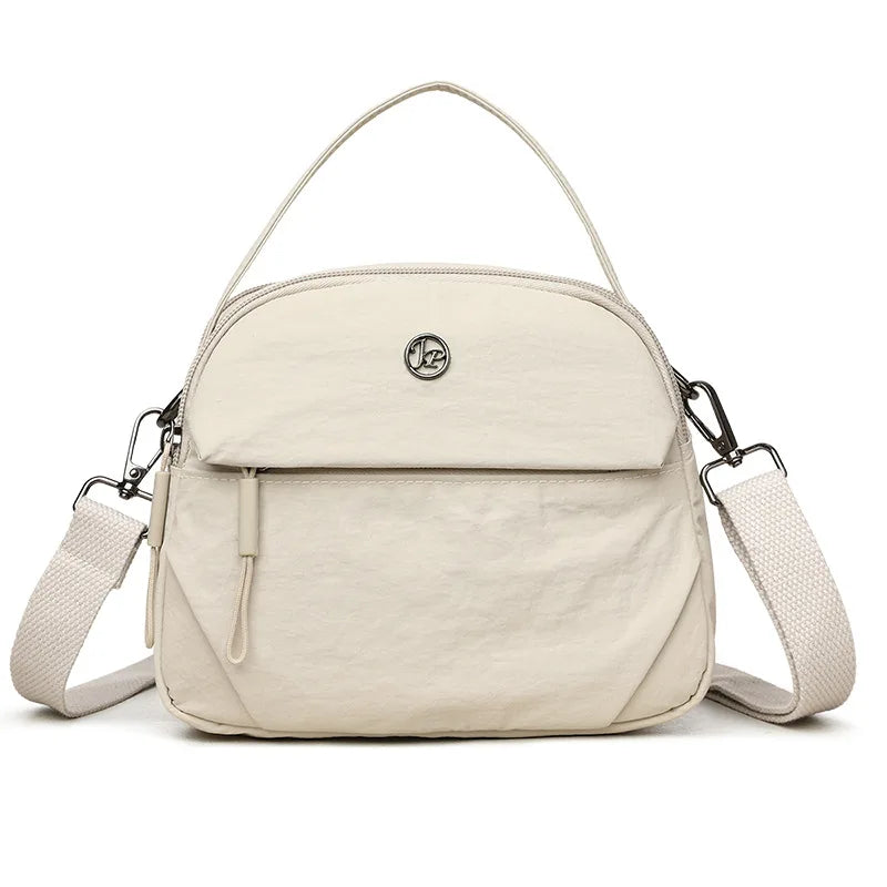 Fashiona Nylon Crossbody Bags Top Handle Bag Adjustable Wide Strap Multi Zipper Pockets Lightweight