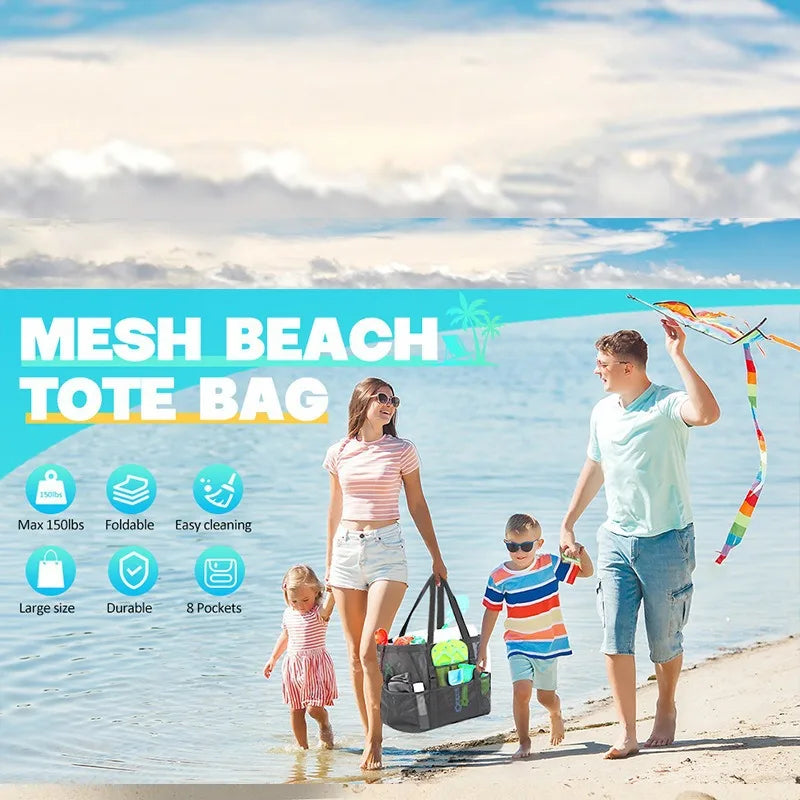 Large Mesh Beach Tote Bag Lightweight Quick-Dry Pool Bag