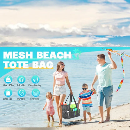 Large Mesh Beach Tote Bag Lightweight Quick-Dry Pool Bag