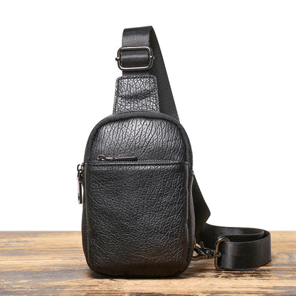 Retro Genuine Leather Men S Chest Bag Cowhide Crossbody Mini Phone Storage