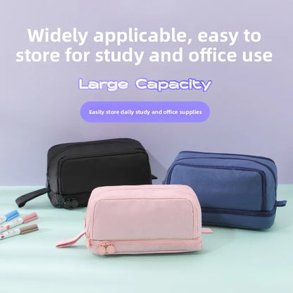 Large Capacity Pencil Case – Multi-Layer Stationery Pouch with Mesh Pockets