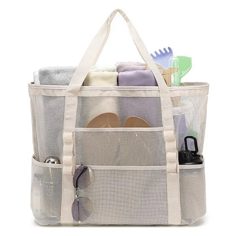 Large Mesh Beach Tote Bag Lightweight Quick-Dry Pool Bag