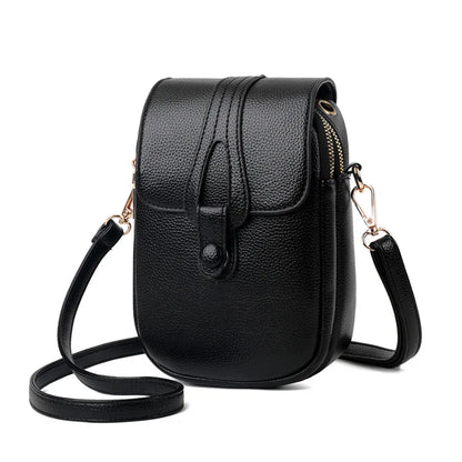 Mini Leather Crossbody Bag – Multi-Layer Phone & Shoulder Purse