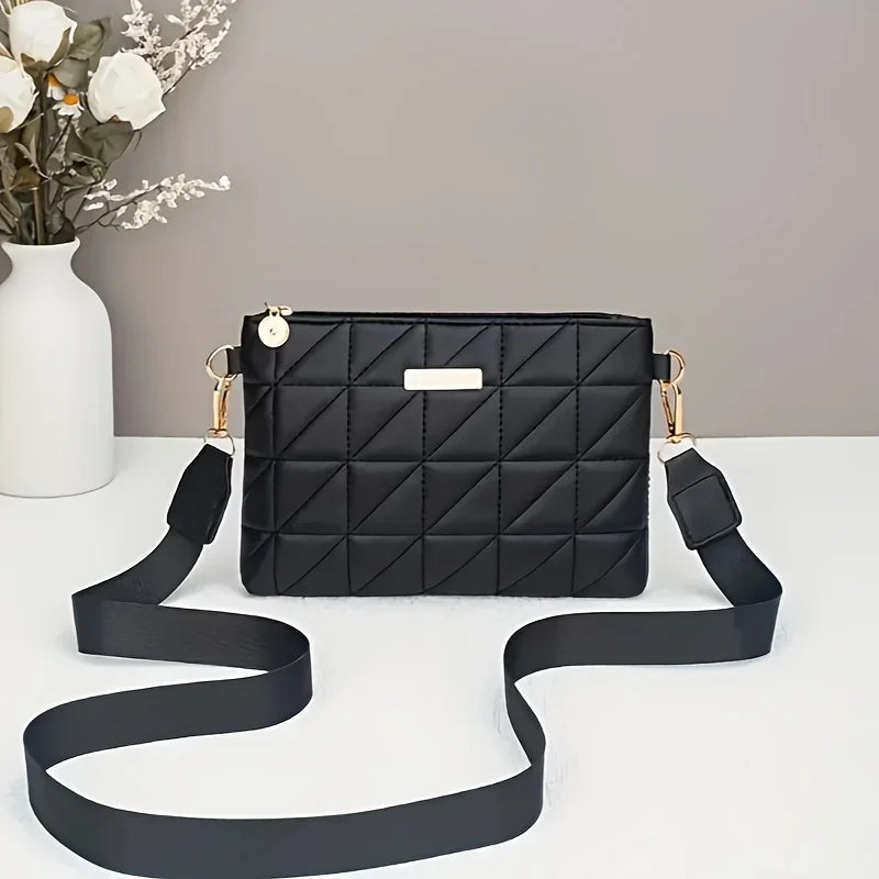 Quilted Crossbody Bag for Women – Chevron Striped Shoulder Purse