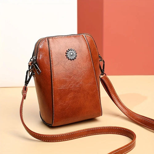 Soft Leather Mobile Phone Bag Women Mini Vertical Style Small Bag Putting Mobile Phones Purse - Soft